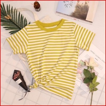 Breastfeeding thin month fashion T-shirt show coat short sleeve cotton stripes summer tide feeding out mother breast milk suit