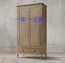 American country solid wood wardrobe European antique old old wardrobe French locker two-door wardrobe custom