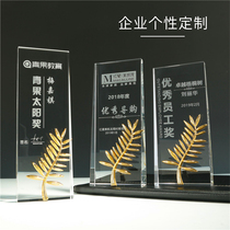  Crystal trophy custom-made custom creative medal production authorization card Company annual meeting employee award souvenir lettering