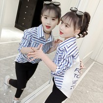 Childrens clothing girls autumn shirt 2021 new childrens cotton foreign style top girl Korean long sleeve shirt shirt