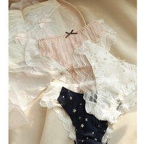  Japanese sexy panties female cotton crotch mesh lace girl transparent briefs mid-waist pants