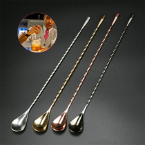  Stainless steel long bar spoon water drop-shaped fine threaded bar spoon Cocktail mixing stick bartending stick bar bartending bar more