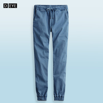 Denim 90% Pants Woman 2022 Spring Summer Thin washed cotton tightness waist loose with slim dark blue bunches pants