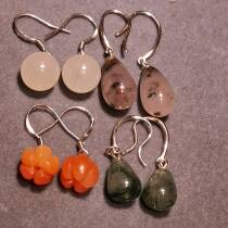 Guilin New Jade listing Longsheng chicken blood ladies earrings natural jade accessories 925 silver origin direct sales