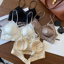 Italian luxury satin silk protein patchwork French bra Comfortable rimless Mulberry silk thin cup underwear