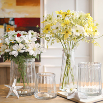 Nordic thickened transparent glass vase Living room dining table Hydroponic green flower Planterfuguizhu handmade large diameter Vase