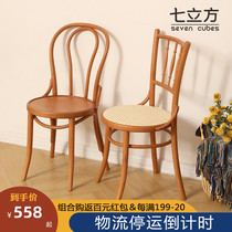 Nordic solid wood dining chair Sonette chair home vintage log rattan back chair 18 chair vintage furniture
