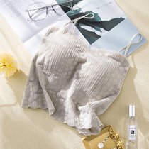 Beauty back harness underwear female thin bra one-piece inner lap with chest cushion small vest polo points bottom outside wearing a rag