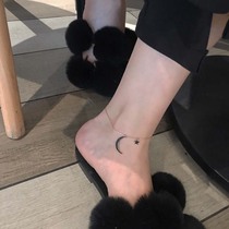 s925 sterling silver design sense niche black star and moon anklet womens 2021 summer new net red fashion foot accessories trend