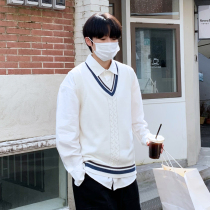 Retro port Wind Academy Wind waistcoat Vest Knit Outfitting 2022 New Les handsome T small version of mens clothing white spring