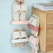 Sandal rack Bathroom slipper rack punch-free toilet door wall-mounted shoe rack folding nail-free hanging shoe storage rack