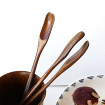 Personality tongue solid wooden spoon long handle mixing spoon cold drink spoon honey spoon coffee spoon mouth flat handle wooden spoon