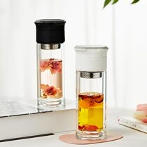 Portable car glass high-end double insulation water cup for men and women with personal tea separation and brewed tea cup