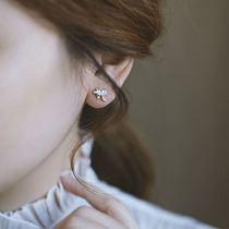 Silver Bench s925 Pure silver needle butterfly ear nail 2021 New wave micro-inlaid zircon high-grade earrings earrings