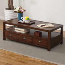 Home source American style all solid wood coffee table American furniture living room coffee table 6 drawers ash wood