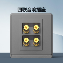 Zhengtai Acoustic Socket Panel 86 Type Concealed Sound Power Socket Sound Box Socket Four Wiring Socket Audio