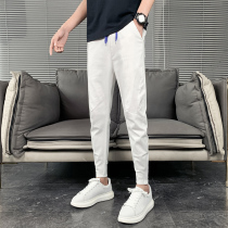 Damp Men Pants New 2022 Summer mens slim fit slim fit slim fit 90% trouser bunches with high white casual pants