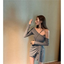 2021 Spring and Autumn New Fashion Sexy Slim Slim Shown Body Strap Sleeve Dress Womens Tide