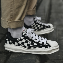 2021 new canvas shoes mens black and white checkerboard dissolution sanyuankangyu Net red retro board shoes thick soles casual shoes