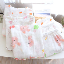 Summer thin cotton gauze Moon Clothing double-layer July 6 postpartum breastfeeding feeding Home clothing pregnant womens pajamas