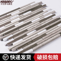 KASARO Gray wood grain marble long strip shaped stone mosaic Bathroom wall tile TV background wall
