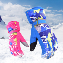 Parent-Child childrens ski gloves windproof waterproof and warm childrens outdoor gloves