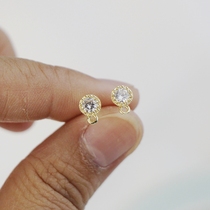 14K Bag Gold Warranty Color Round Zircons Ear Pin Anti-Allergy Homemade Diy Hand Earrings Earrings Accessories Material