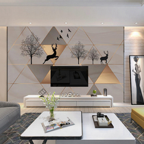 TV background wall wallpaper Wall cloth modern simple 8d three-dimensional mural decoration living room 5d geometric light luxury film 3d