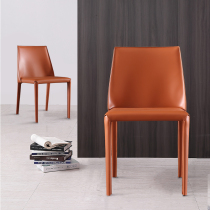 Italian minimalist dining chair home dining Nordic modern hotel leisure creative saddle leather chair designer back chair