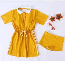 Girls Swimwear 12-15 years old student girl hipster conservative sunscreen skirt split swimsuit