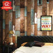 Huda wallpaper non-self-adhesive without glue brush glue without back glue imitation wood grain log color haircut womens clothing shop wallpaper