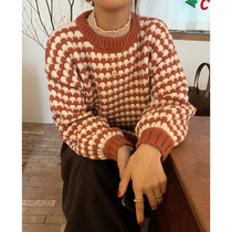 EKOOL custom three-dimensional stitching thickened round neck sweater womens autumn and winter new wild loose thin sweater