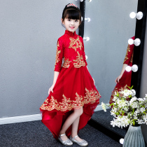  Girls Catwalk Princess Dress Puffy yarn Childrens dress Flower girl little host evening dress Birthday piano performance suit