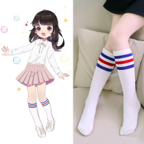 Childrens stockings girls spring and autumn cotton socks knee summer thin students Baogao tube football long socks