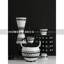 Nordic model room resin black and white vase flower arrangement soft decoration Home hotel lobby living room decoration