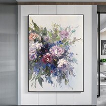Hand Painted Flowers Oil Painting in the family Xuanguan Decorative Painting Aisle Verandas Living Room Restaurant Hung Painting Abstract Peony Flowers and Knife Painting