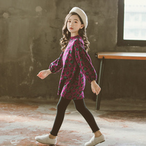 GIRLS  TOPS FOREIGN autumn 2021 new big CHILDRENs SWEATER Korean VERSION BAO WEN MIDDLE and long CHILDRENs pullover tide