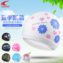 Colour printed swimming cap male and female pu coated cloth loose and comfortable protector with no head long hair large size adult swimming cap