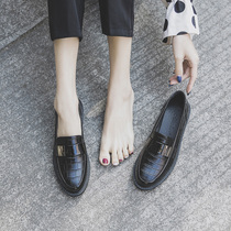 Small leather shoes womens British style 2021 spring new black Korean edition wild one pedal loafers flat single shoes women