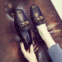 Hong Kong small leather shoes women 2021 summer new British style rivets temperament thick and casual two wear lofty shoes ins