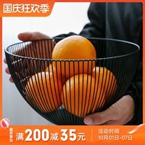 Nordic minimalist fruit basket living room creative fruit plate drain basket simple household iron fruit Basin storage basket Black