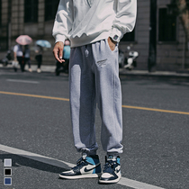 Furnace spring and autumn sports pants mens Japanese casual pants printing loose Joker pants Korean trend pair