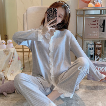 Pajamas womens autumn and winter cotton long-sleeved fashion can be worn outside the Korean version of the suit simple sweet casual home clothes womens spring and autumn