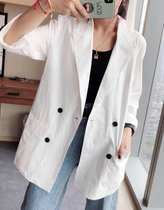 European station women autumn 2021 New Coat long double breasted back printed thin small blazer tide
