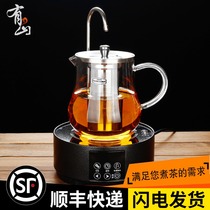 Thickened glass teapot with pumping water ceramic stove Black tea tea maker Heat-resistant high temperature kettle household set