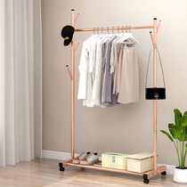 Light luxury hangers floor-to-ceiling folding bedroom clothes rack single-pole household simple clothes Bar coat rack