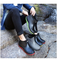 Round Head Comfort Rain Shoes Mens Suede Warm Fashion Lovers Water Shoes Ladies Restaurant Kitchen Non-slip Working Rain Boots Man