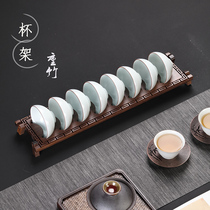 Creation of the Bamboo Cup Shelf Tea Tea Cup Shelf Heavy Bamboo Build-Up Cup Drain rack Tea Road spare parts