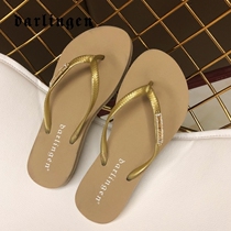 Darlingen20 new flat solid color flip-flops female summer fashion wear non-slip beach rhinestone drag