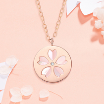 Diamond Qi jewelry Net red 18K rose gold cherry blossom win set chain necklace female AU750 diamond K gold choker
